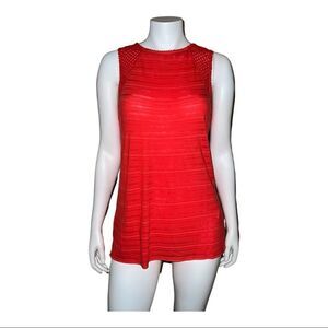 Lucky Brand Red Orange Crochet Tunic Tank Top Shirt Small EUC